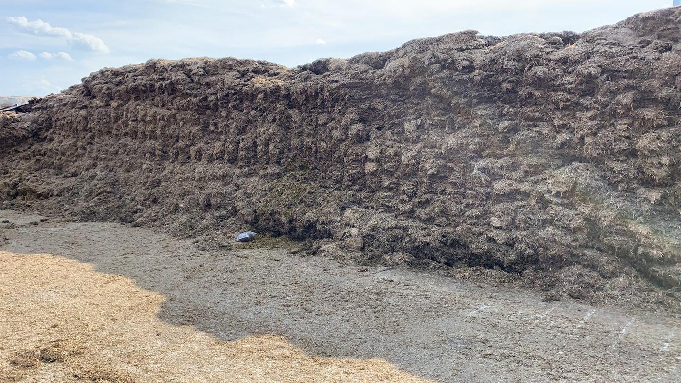An open grass silage stack face